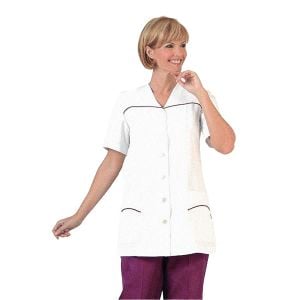 Chaqueta señora Ánade blanca con vivo burdeos