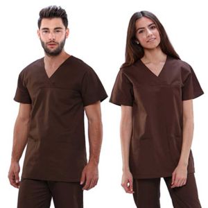Casaca sanitaria 30% algodón Mebaline-Tex unisex chocolate