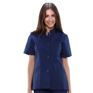 Chaqueta sanitaria mujer algodón Mebaline-Tex broches marino
