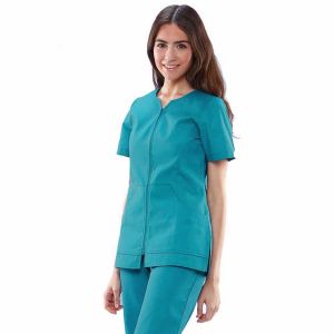 Chaqueta mujer algodón Mebaline-Tex cremallera turquesa