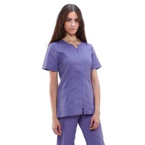 Chaqueta sanitaria mujer algodón Mebaline-Tex cremallera lila
