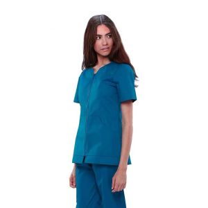 Chaqueta sanitaria mujer algodón Mebaline-Tex cremallera océano