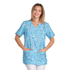 Casaca sanitaria mujer microfibra Lacla azul