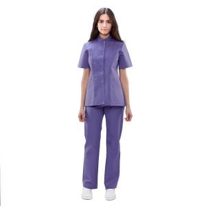 Chaqueta sanitaria mujer algodón Mebaline-Tex broches lila