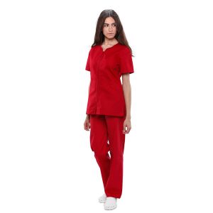 Chaqueta sanitaria mujer algodón Mebaline-Tex cremallera burdeos