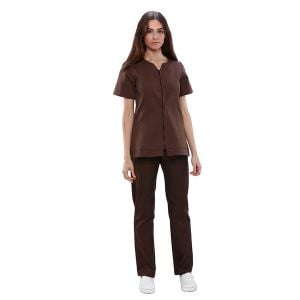 Chaqueta mujer algodón Mebaline-Tex cremallera chocolate