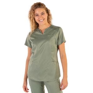 Casaca sanitaria mujer microfibra peach Garys Lia verde caqui