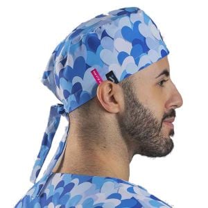 Gorro sanitario estampado con tiras Agatha Garys cuore azul