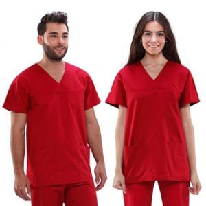 Casaca sanitaria 30% algodón Mebaline-Tex unisex burdeos