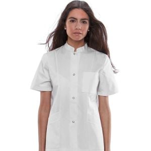 Chaqueta sanitaria mujer algodón Mebaline-Tex broches blanco