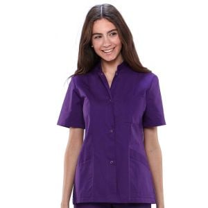 Chaqueta sanitaria mujer algodón Mebaline-Tex broches morado