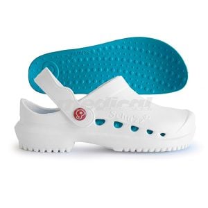 Zueco sanitario SCHUZZ PROTEC unisex blanco + azul petróleo